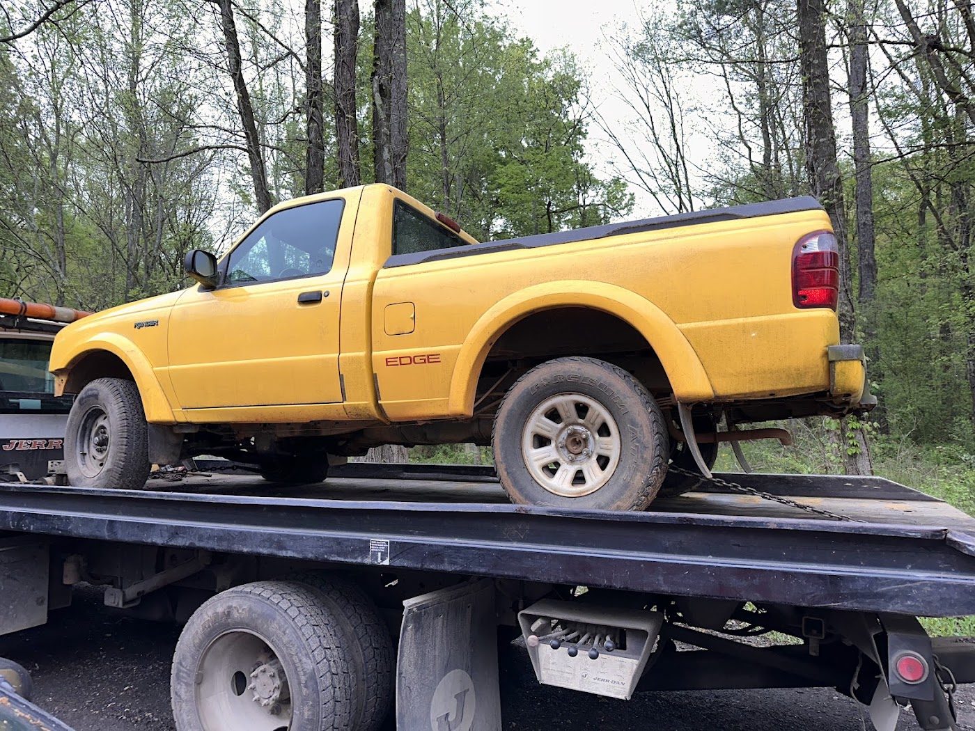 Pickup truck on the rollback